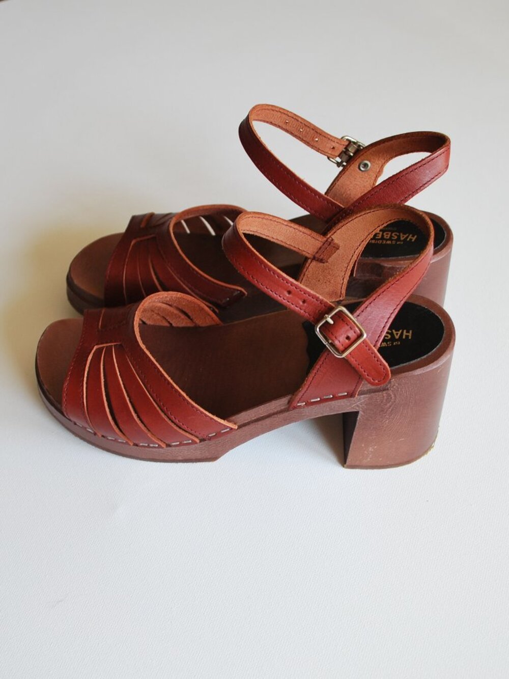Swedish Hasbeens Leather Strap Sandal | Bordeaux | EU 38
